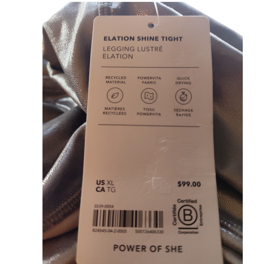 New Athleta Elation Shine Tight Leggings XL Gold Metallic Ultra High Rise NWT - Picture 10 of 10